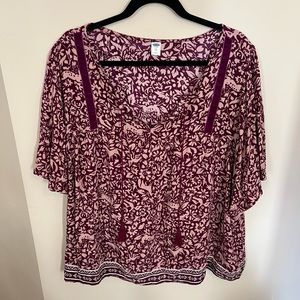 Old Navy Plus Size Tassel Animal Pattern Blouse